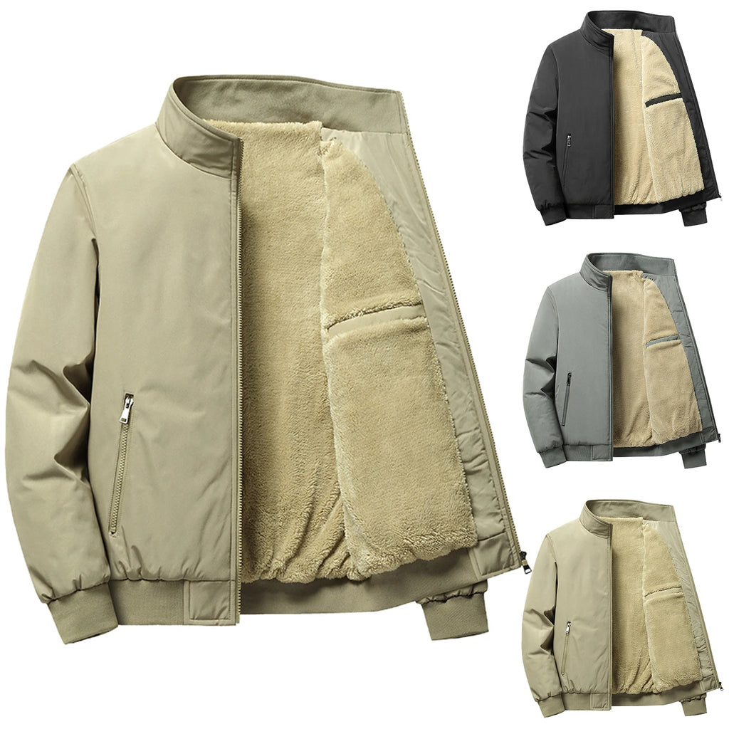 Chaqueta de mezclilla gruesa para hombre, abrigo de terciopelo, Parkas de piel, forro polar interior, invierno y otoño