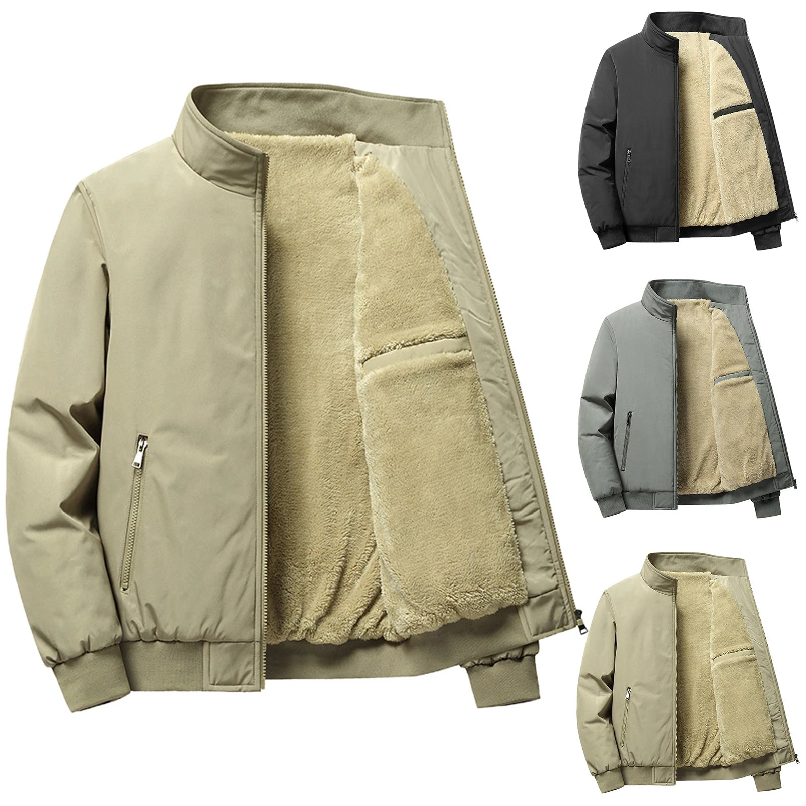 Chaqueta de mezclilla gruesa para hombre, abrigo de terciopelo, Parkas de piel, forro polar interior, invierno y otoño