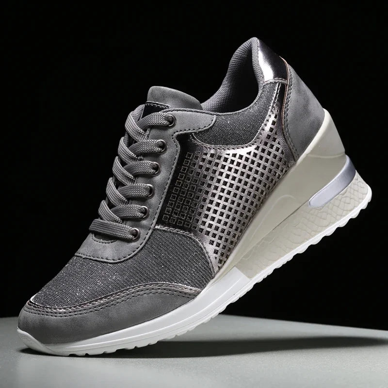 Zapatos vulcanizados para mujer con aumento de altura, zapatos ligeros y transpirables para caminar, zapatos de plataforma para mujer, zapatillas de deporte con cuña hechas a mano