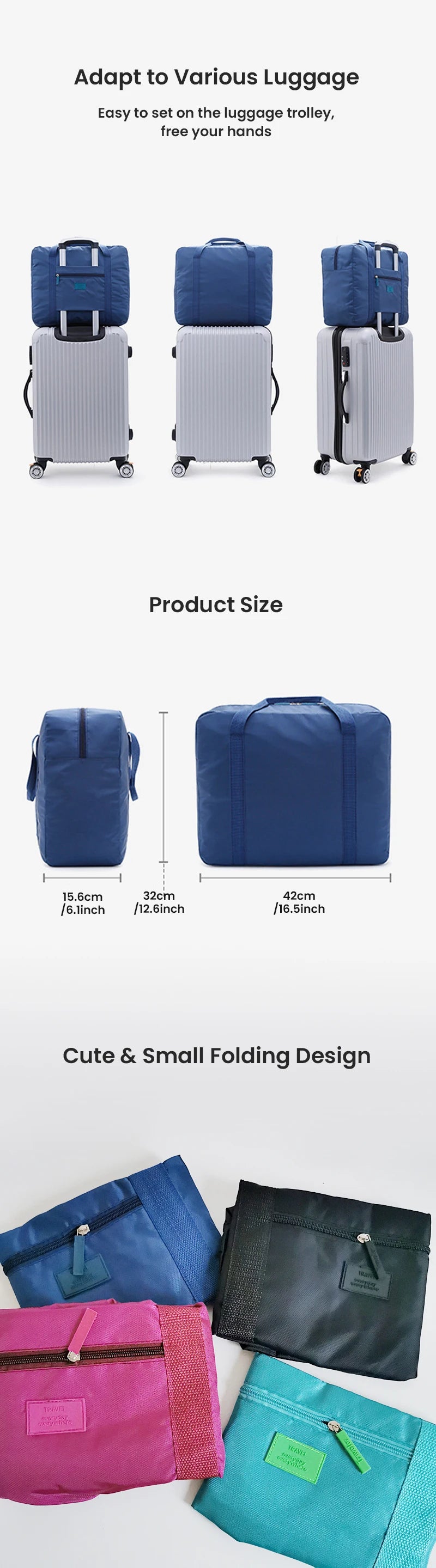Bolsa de Viaje Ligera y Plegable, Bolsa de Mano Unisex, Equipaje de Mano para Fines de Semana, Estancias Cortas, Viajes, Bolsas Organizadoras de Maletas