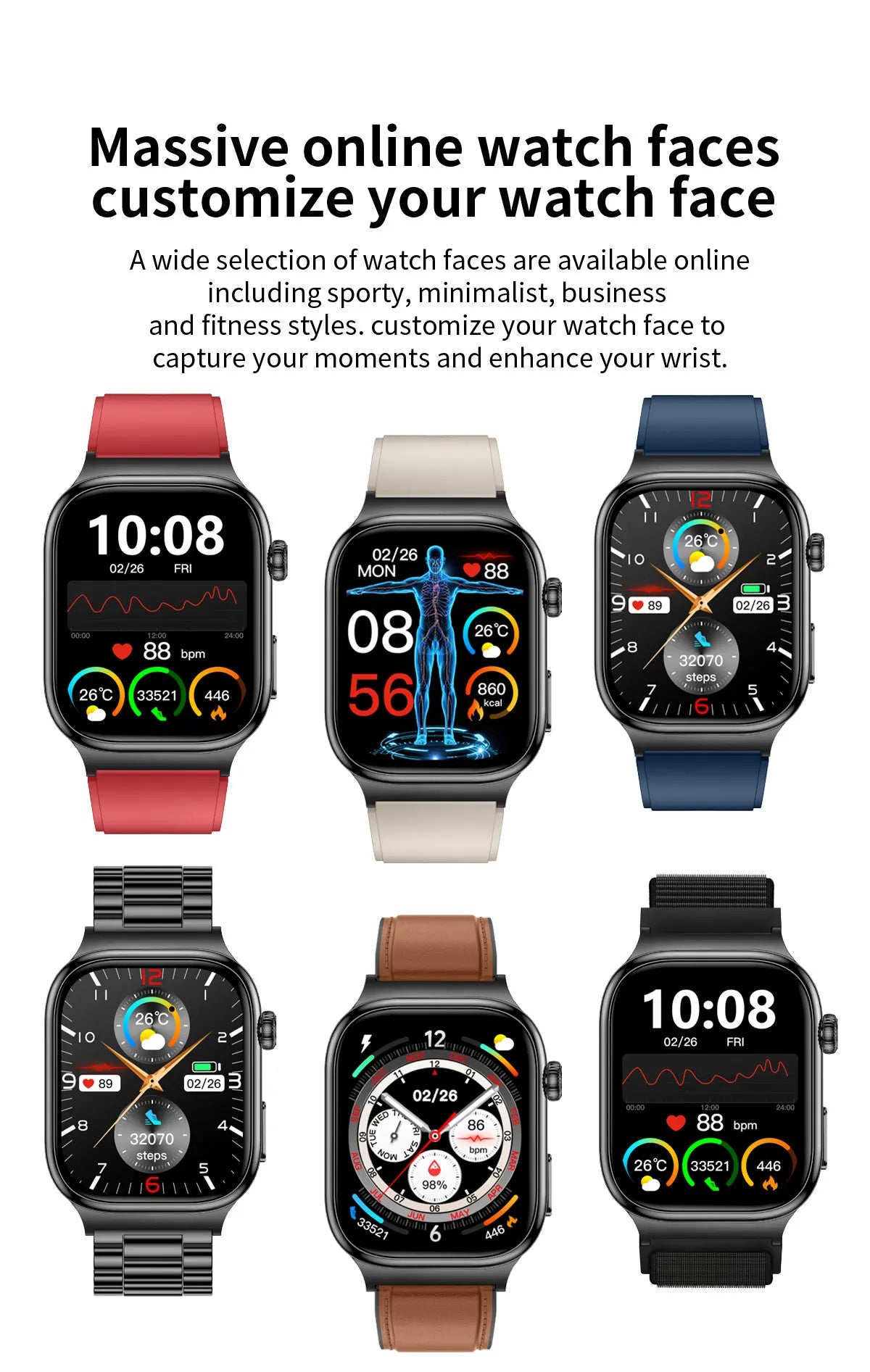 Nuevo Reloj Inteligente de Salud Nivel Hospitalario 2026 con Medición de Grasa Corporal, ECG, Oxígeno en Sangre, Presión Arterial, Pantalla AMOLED HD, Llamadas y Funciones Deportivas para Hombre