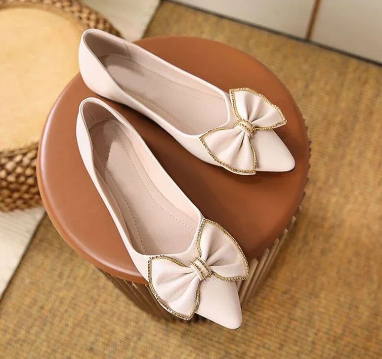 Zapatos planos con punta puntiaguda y lazo para mujer, calzado de oficina con tacón en promoción, estilo coreano, Popular, para vacaciones, Social, calzado para mujer joven