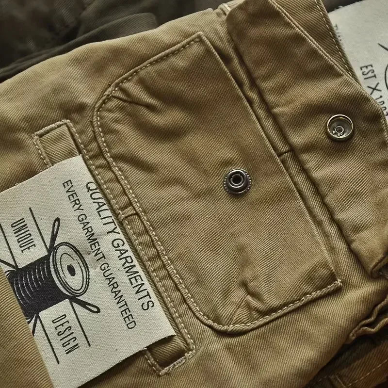 Pantalones Cargo resistentes de algodón puro de estilo americano para hombres, calzado informal de pierna recta holgada antisuciedad y antidesgaste