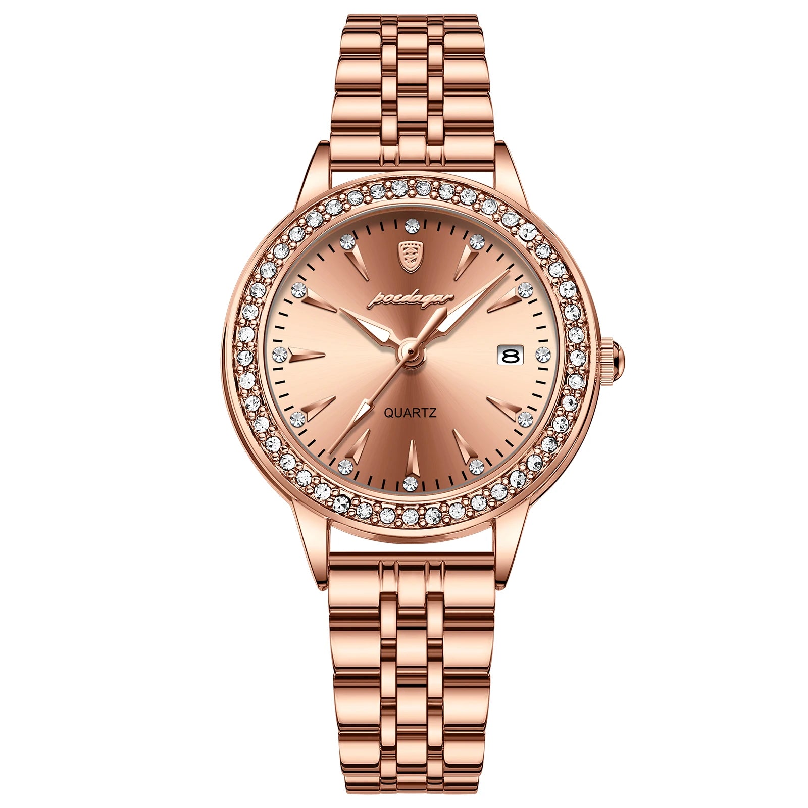 POEDAGAR, reloj informal de lujo para mujer, reloj resistente al agua con fecha para mujer, relojes de cuarzo elegantes con diamantes para mujer, reloj sencillo para mujer