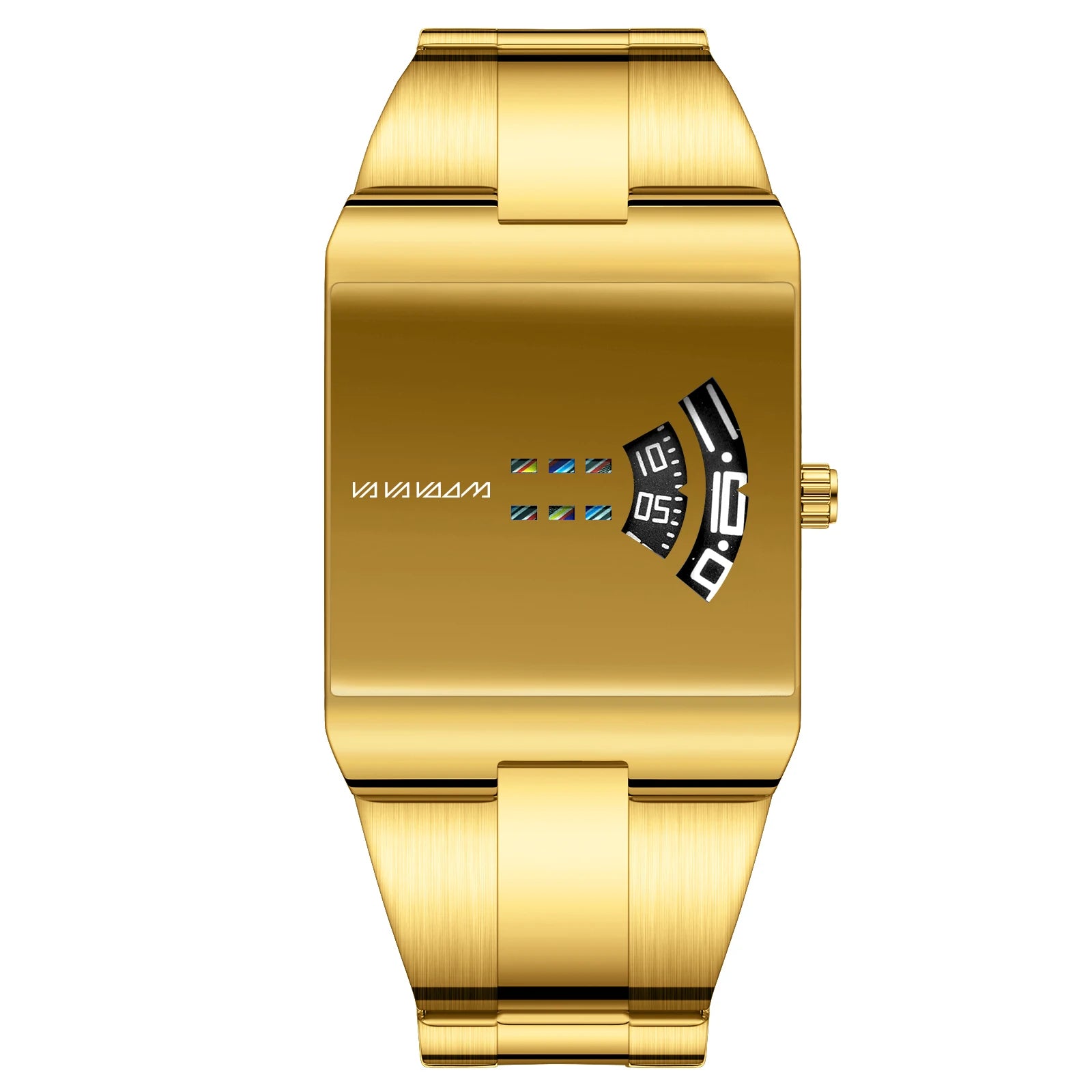 Reloj de cuarzo cuadrado clásico VA VA VOOM con esfera dorada creativa, diseño de moda para hombre, reloj de acero de superficie de gran venta para hombre.