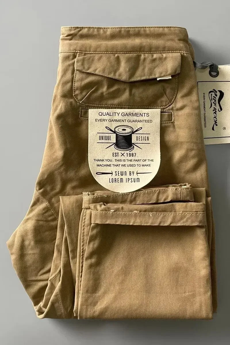 Pantalones Cargo resistentes de algodón puro de estilo americano para hombres, calzado informal de pierna recta holgada antisuciedad y antidesgaste