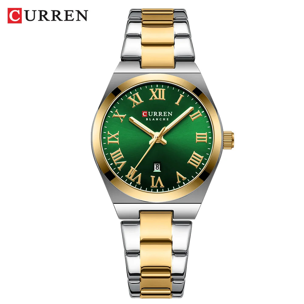 Relojes CURREN de lujo para mujer, relojes de pulsera de cuarzo de acero inoxidable informales a la moda para mujer, regalo para novia resistente al agua