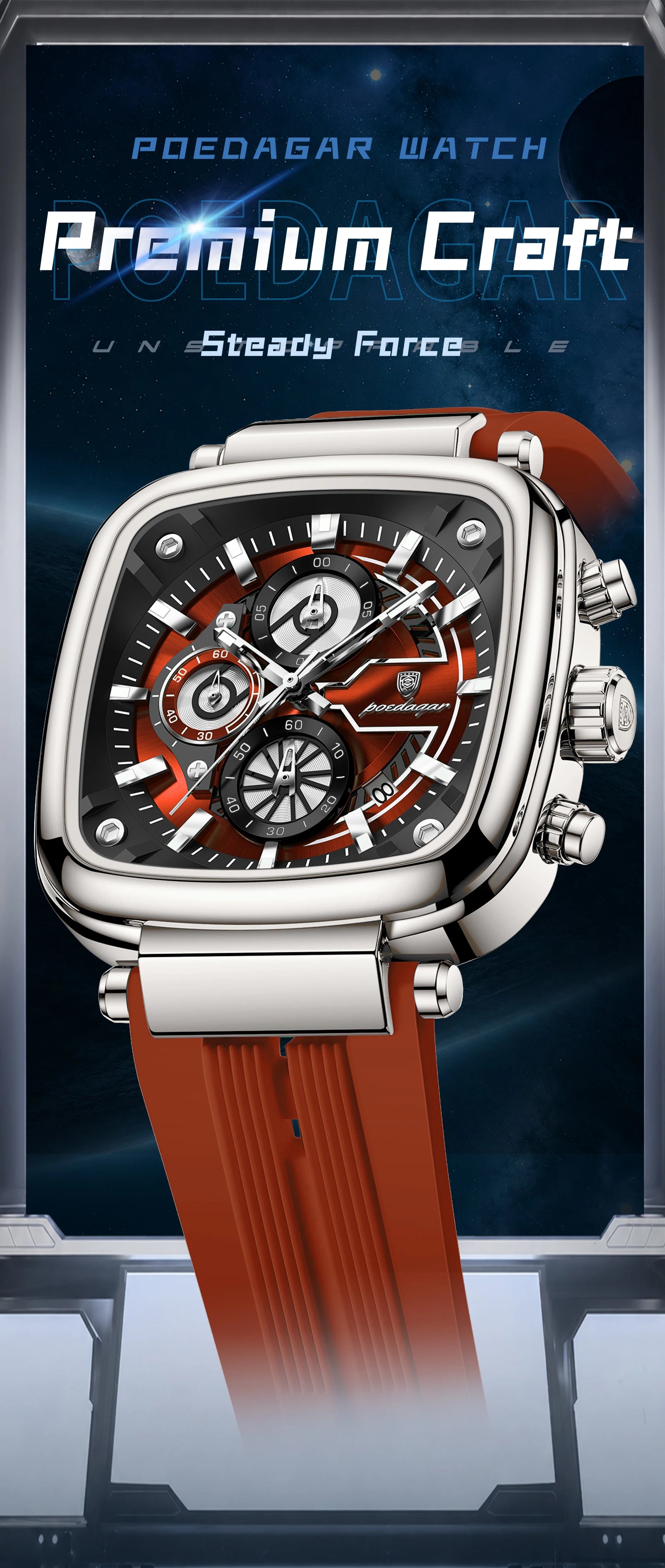 POEDAGAR Luxury Watch For Men Calendar Luminous Waterproof Man Clock Male Chronograph Silicone Sports Men's Quartz Watches Reloj