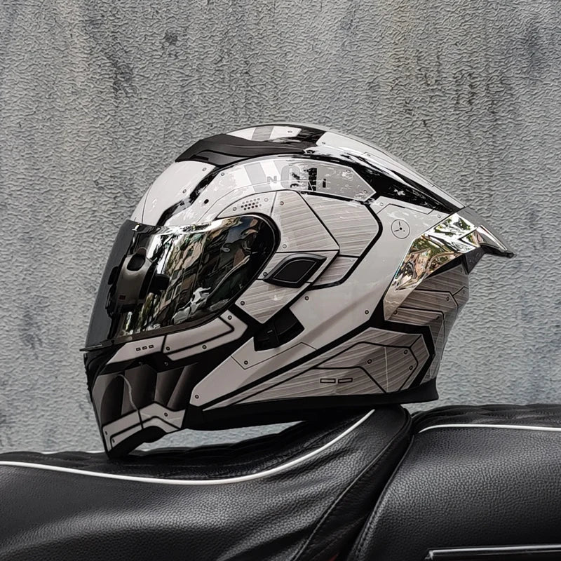 ORZ nueva calidad DOT doble lente Flip casco Abs cara completa motocicleta todoterreno casco de carreras de motos ala trasera personalizada