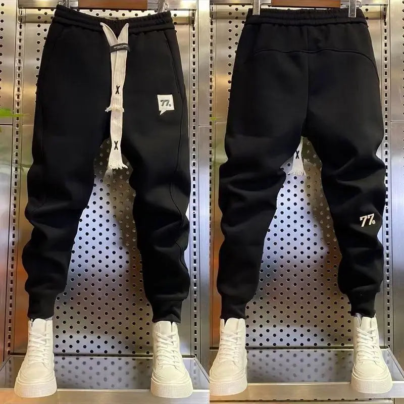 Pantalones bombachos de forro polar grueso para hombre, ropa deportiva informal, ropa de calle, otoño e invierno, novedad de 2024