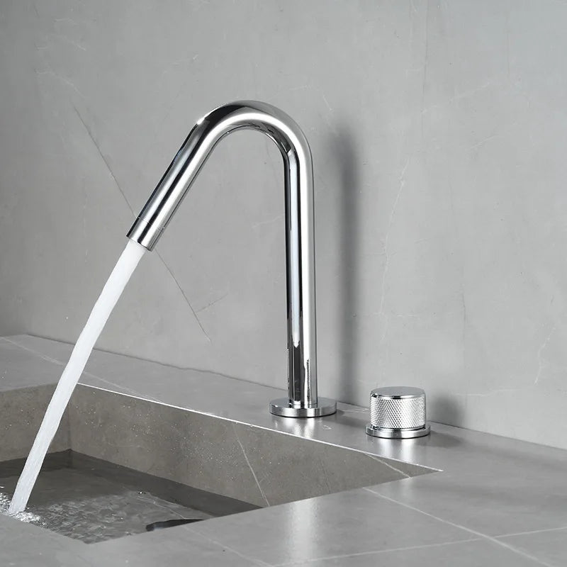 Grifo de baño de agua fría y caliente con cuerpo de cobre, juego de 2 piezas, grifo mezclador para lavabo