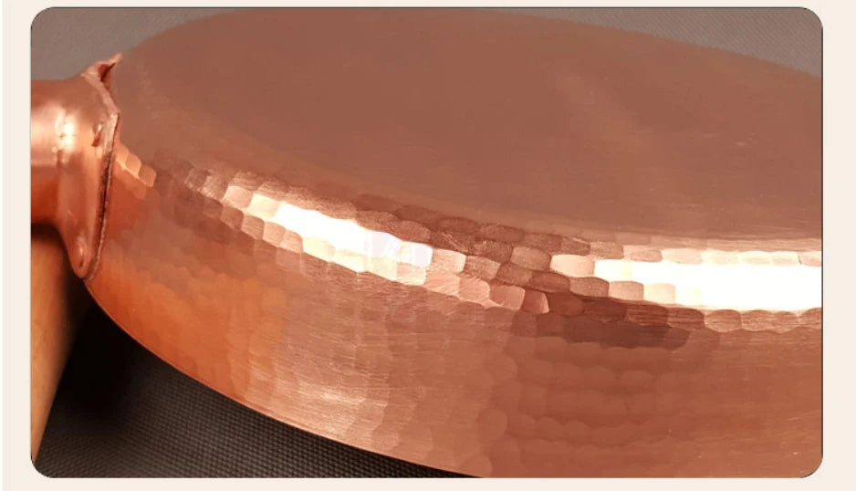 Sartén de cobre de transferencia de calor rápida, sartén antiadherente gruesa de 2mm, Compatible con inducción, olla de cocina de cobre puro 100% forjada a mano