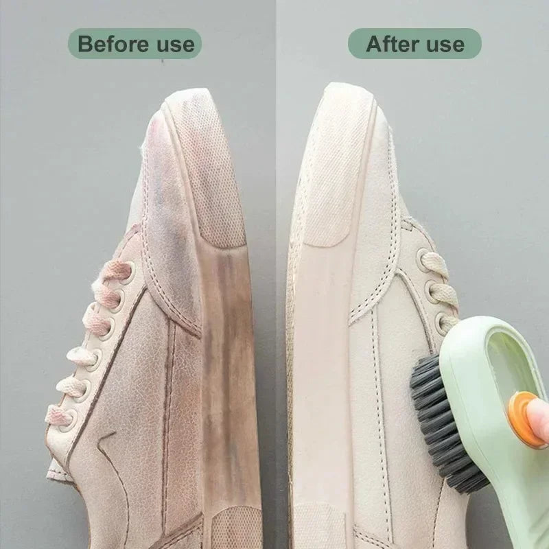 Cepillo de limpieza multifunción para zapatos, cepillo suave automático con dispensador de líquido, cepillo de mango largo para ropa, herramientas de limpieza para el hogar