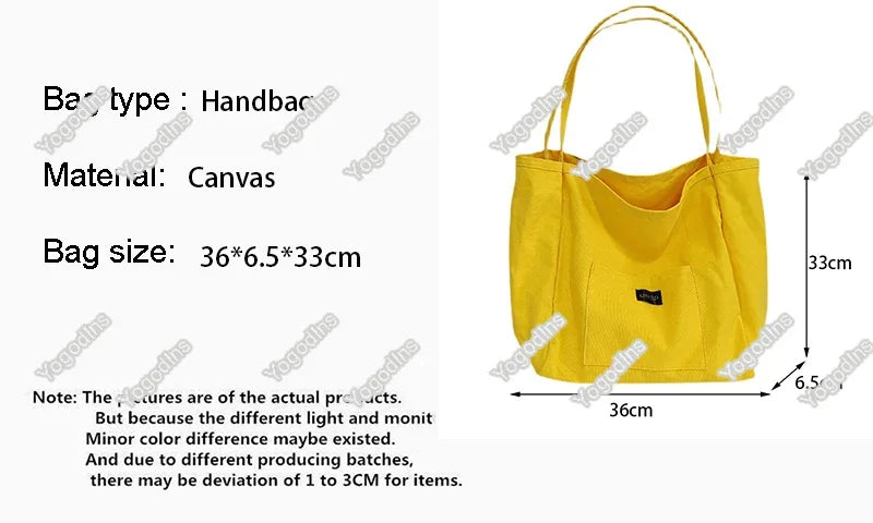 Bolsos de mano de lona de estilo coreano para mujer, bolso de gran capacidad, bolso de hombro informal, bolso de compras, bolso para niña