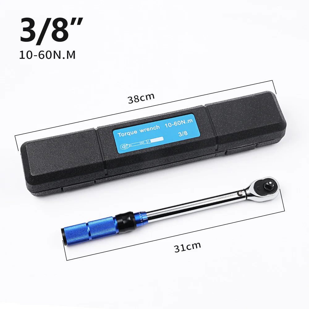 1/2 3/8 1/4 Torque Wrench, Square Drive, High Precision Adjustable Ratchet Wrench, Professional Automotive Tool for Bicycle