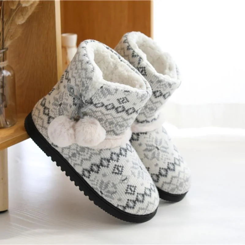 Zapatillas de Invierno para mujer, botines cálidos de felpa para interiores y exteriores, botas bonitas para el hogar