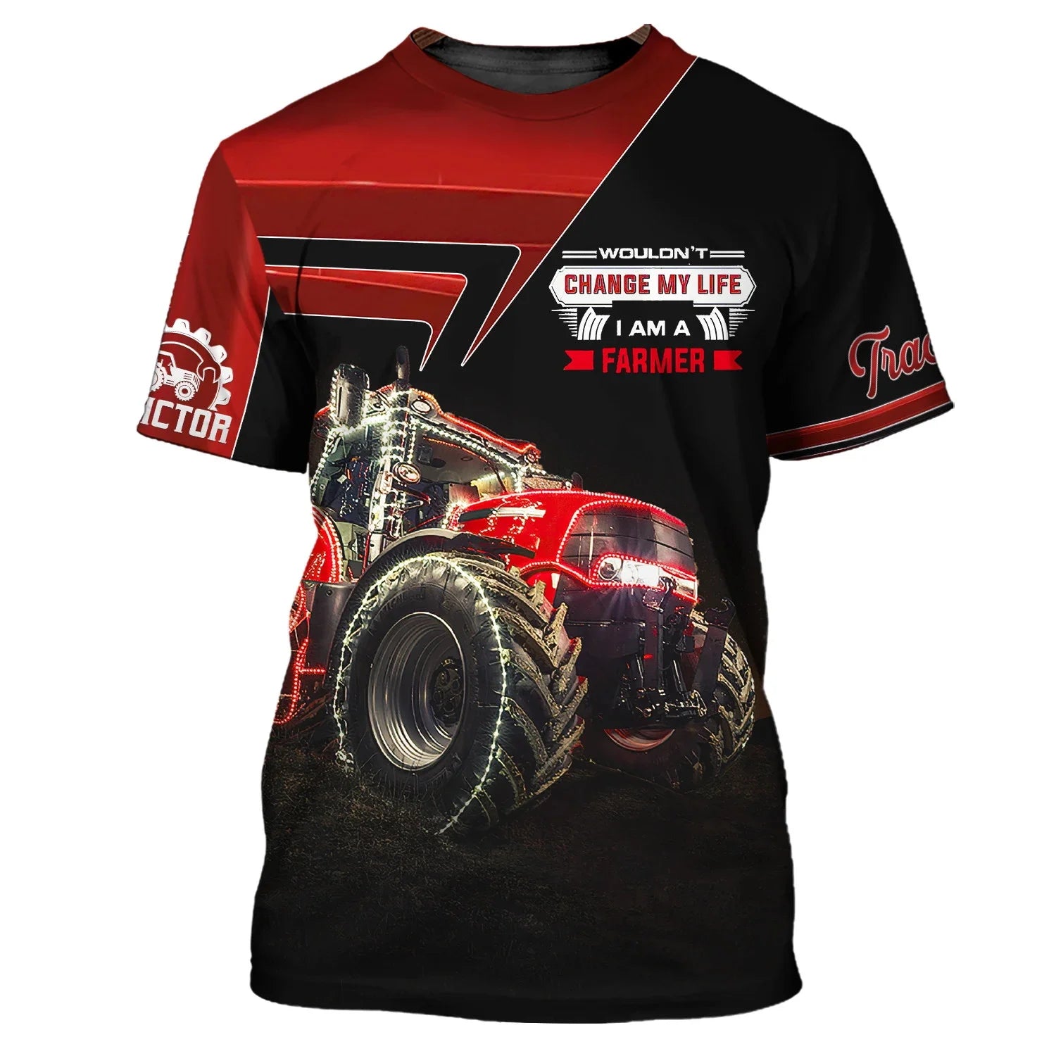 Camiseta con patrón de Tractor de granja para hombre, Top de manga corta con cuello redondo, tendencia de conductor de camión, secado rápido, gran oferta, Verano