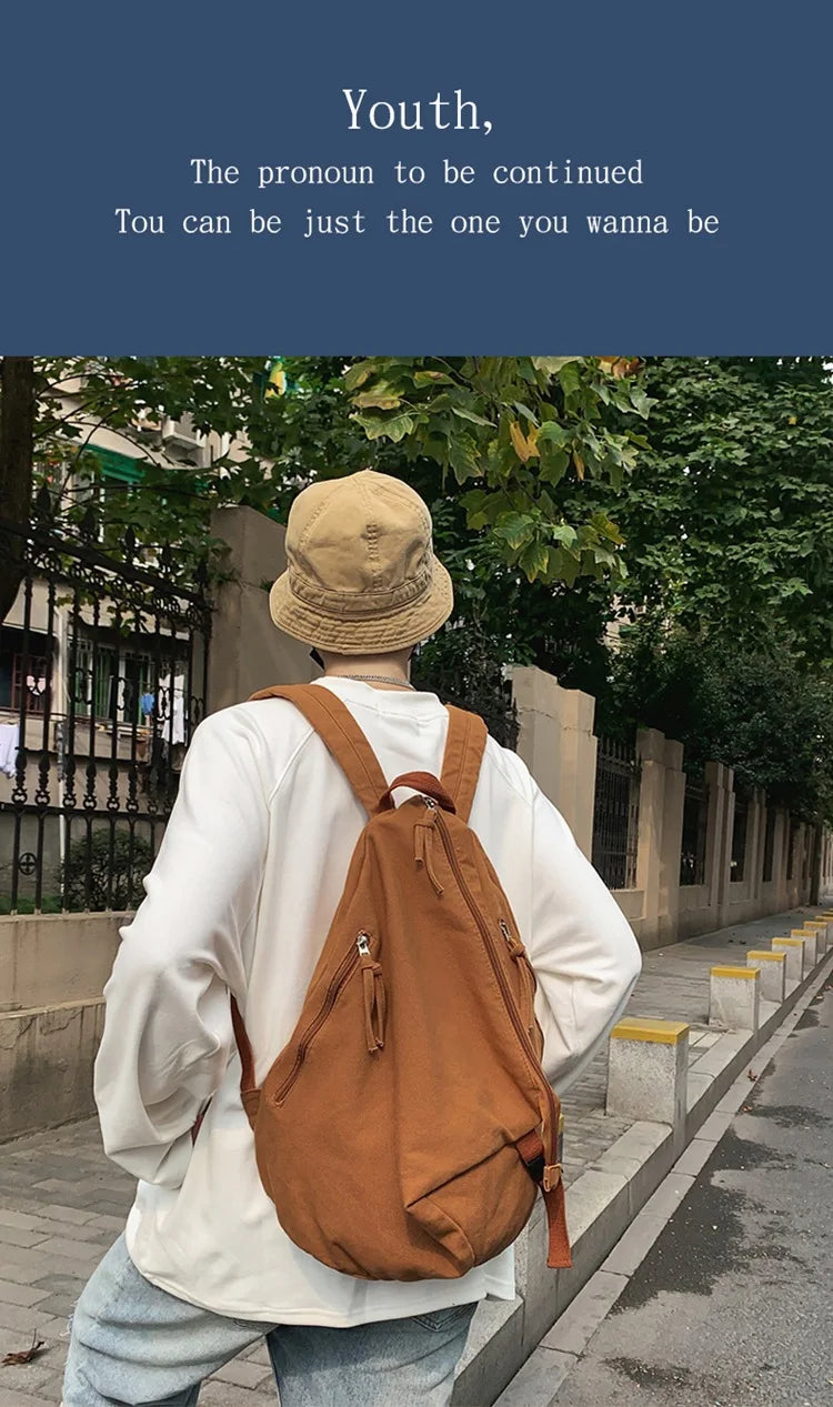 Mochila de lona de estilo japonés informal y a la moda para estudiantes de secundaria y universitarios mochila para mujeres 가mochilas masculinas