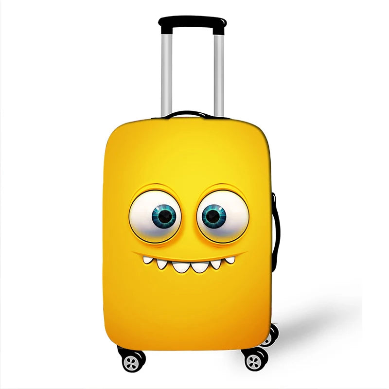 Funda antipolvo para maleta de viaje con expresión divertida, funda protectora para equipaje para cubierta de carrito de 18-32 pulgadas, accesorios de viaje