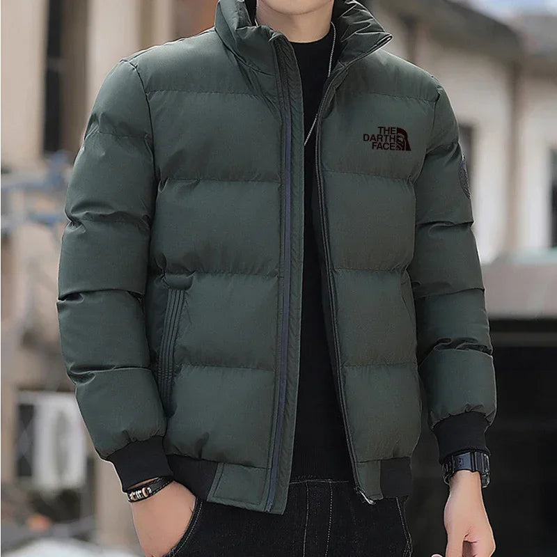 Men's Winter Jacket 2026, High Collar, Fashionable, Windproof, Warm, Cotton Padded, Casual Outdoor, Zipper Closure, Short Parka