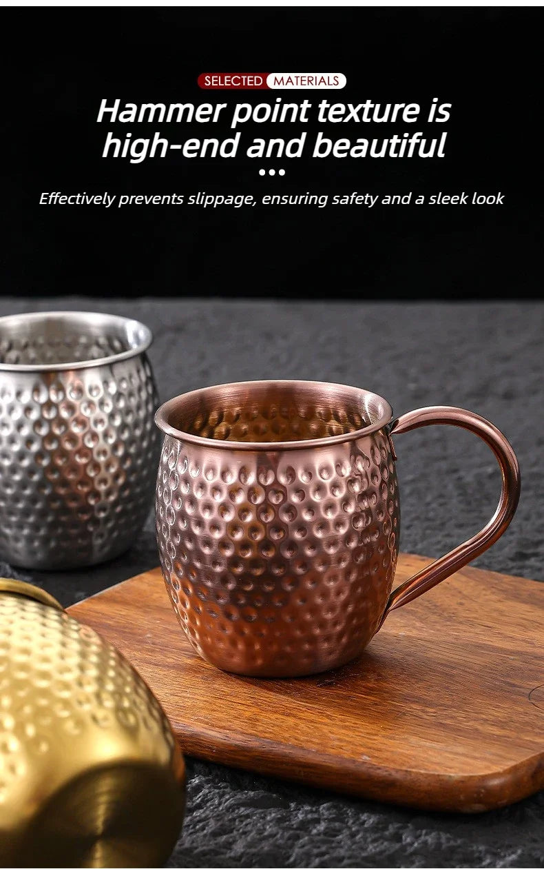Taza de Cobre Puro de 500 ml, Taza de Metal Sólido para Beber, 17 oz, para Cócteles, Cerveza, Leche, Café, para Cocina, Bar, Fiestas, Bebidas