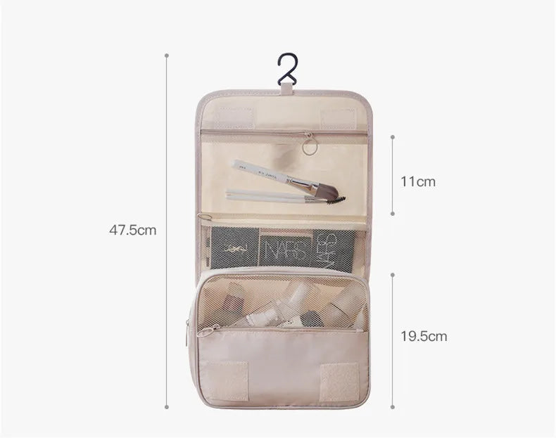 Bolsa de maquillaje de viaje, organizador de artículos de tocador impermeable, Neceser de alta calidad para mujer, bolsa de lavado con gancho para baño, bolsa de almacenamiento con gancho