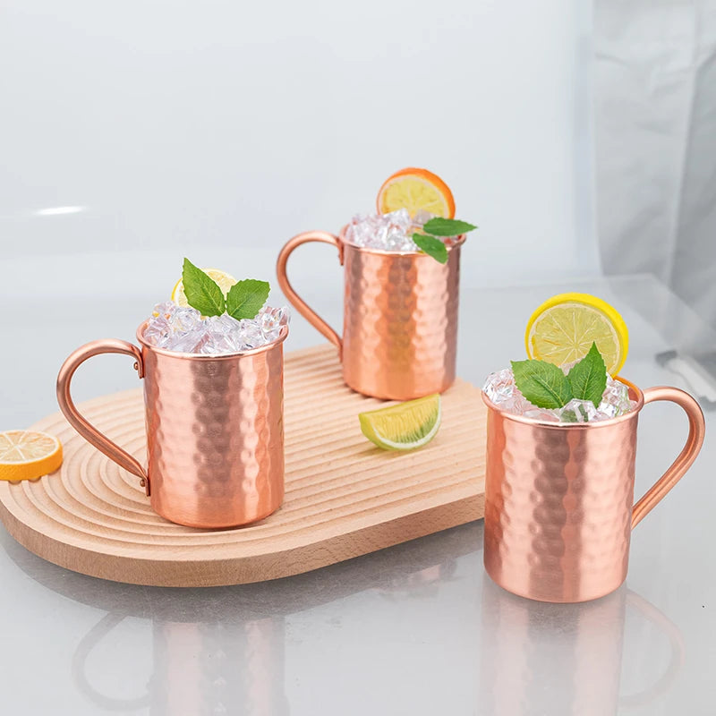 Nuevas tazas 100% cobre puro, tazas Moscow Mule de cobre puro sólido, tazas de cóctel de 400 ml, tazas para cerveza, leche y otras bebidas.