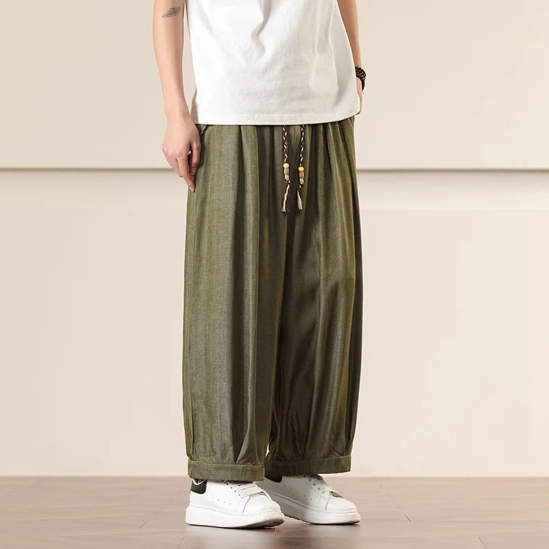 Pantalones Anchos Holgados de Hombre Estilo Chino para Primavera 2026, Pantalones Harem Casuales de Nueve Puntos para Hombre, Joggers Hip Hop de Otoño