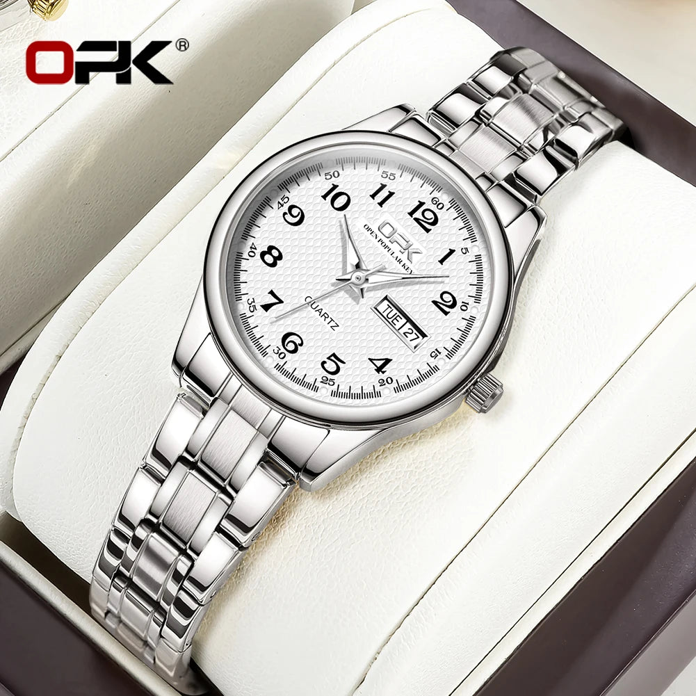 Reloj OPK 8110 para Mujer, Reloj de cuarzo resistente al agua, Reloj clásico de marca de lujo para Mujer, relojes con correa de acero inoxidable, Reloj para Mujer