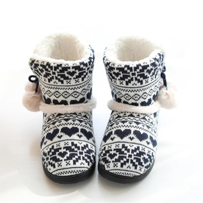 Zapatillas de Invierno para mujer, botines cálidos de felpa para interiores y exteriores, botas bonitas para el hogar