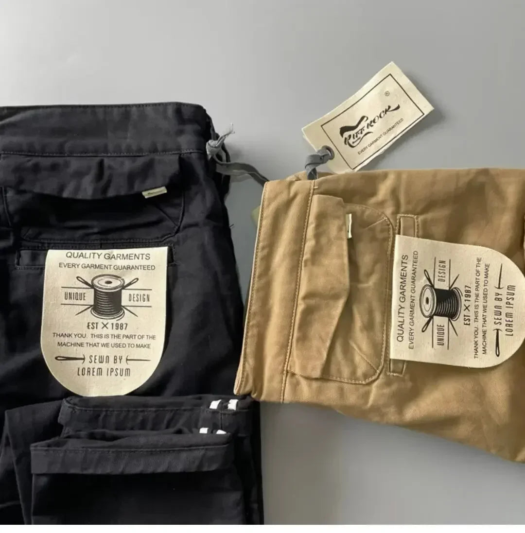 Pantalones Cargo resistentes de algodón puro de estilo americano para hombres, calzado informal de pierna recta holgada antisuciedad y antidesgaste