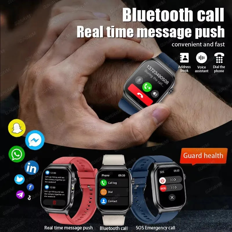 Nuevo Reloj Inteligente de Salud Nivel Hospitalario 2026 con Medición de Grasa Corporal, ECG, Oxígeno en Sangre, Presión Arterial, Pantalla AMOLED HD, Llamadas y Funciones Deportivas para Hombre