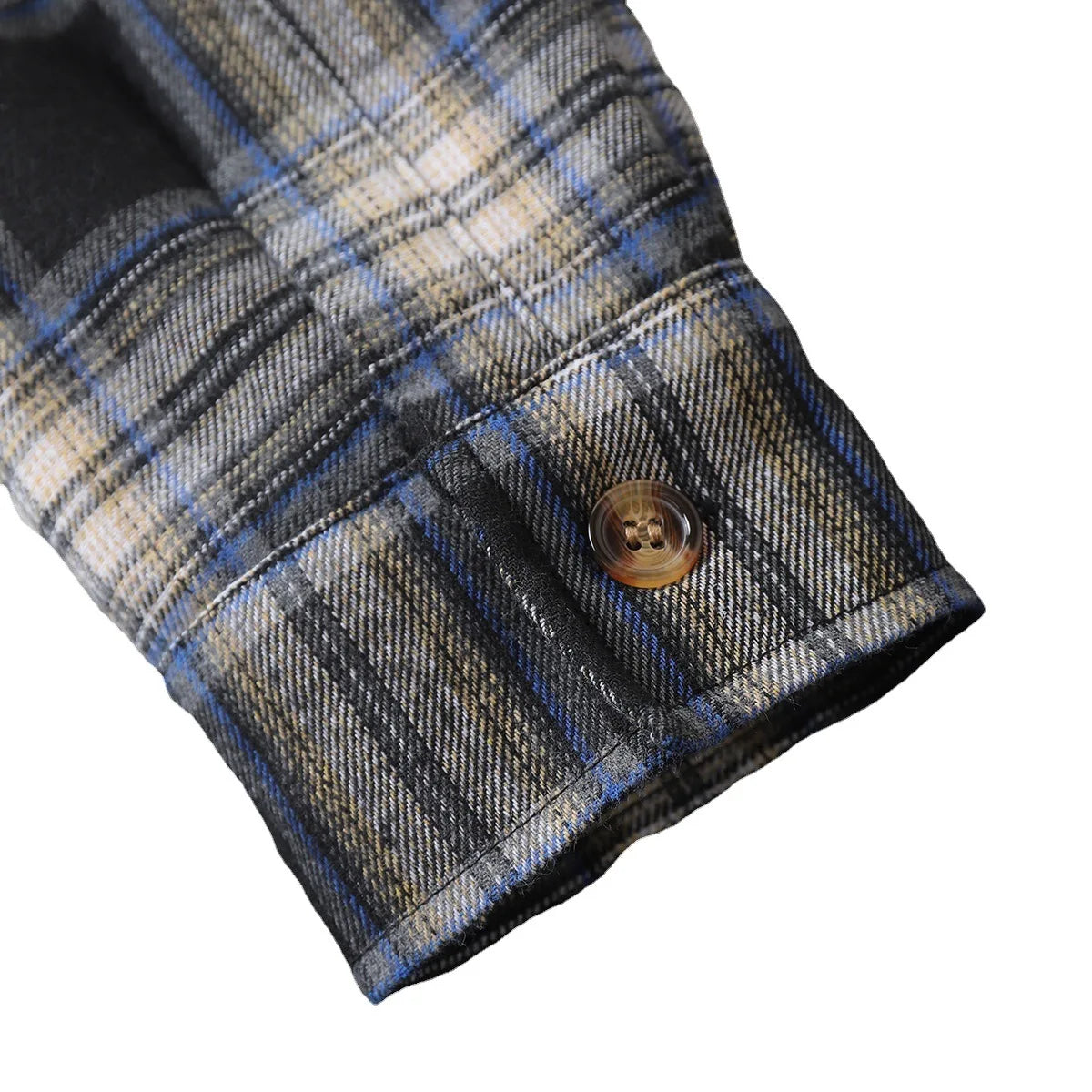 New2026 Chaqueta de lana a cuadros para hombre, Otoño Invierno, cuello vuelto, botón, camisa gruesa, chaqueta para hombre, chaqueta informal, camisas