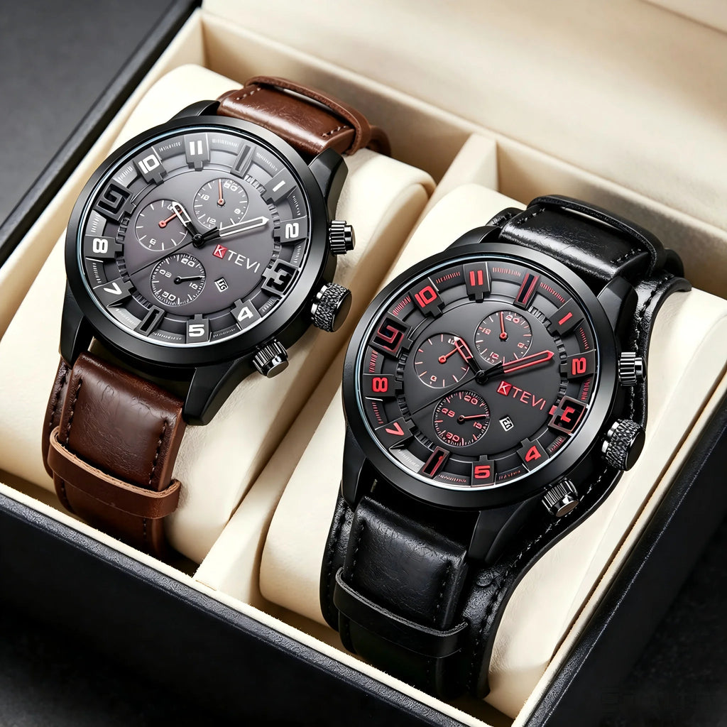 Reloj de Cuarzo para Hombre con Esfera Árabe, Correa de Cuero Informal, Relojes Deportivos con Calendario para Hombre