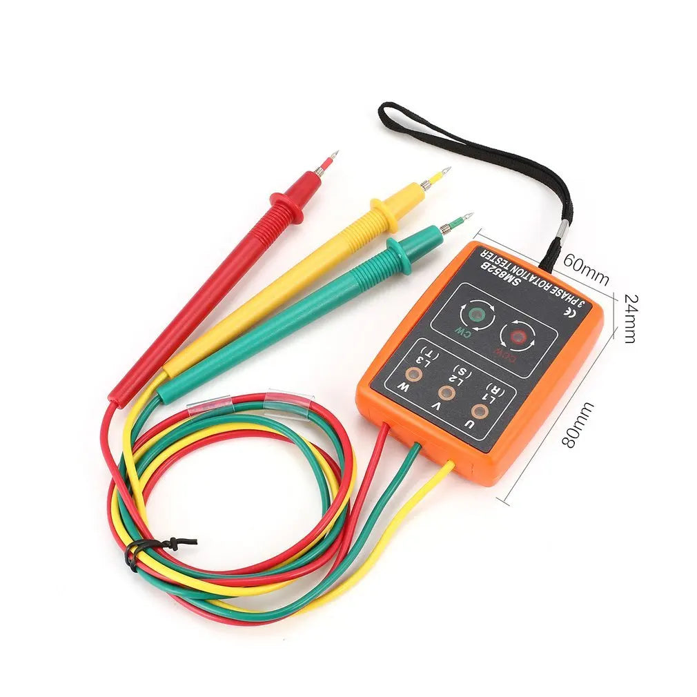 Probador de rotación de 3 fases SM852B, Detector de indicador de fase Digital, herramientas de prueba de voltaje de medidor de secuencia de fase de zumbador LED