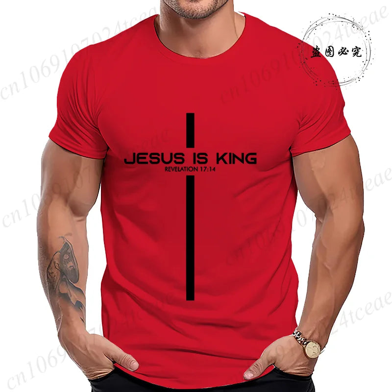 Camiseta para hombre con estampado de Jesús es rey, camisetas gráficas Unisex, moda Harajuku, pantalón corto informal de calle, camisetas de manga Jesús es rey