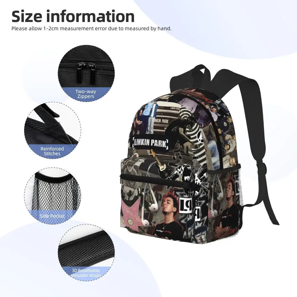L-Linkin-S P-Park-S Band Mochila para estudiantes Mochila escolar Mochila de viaje para senderismo para niños y niñas Mochila de moda Bolsos de hombro