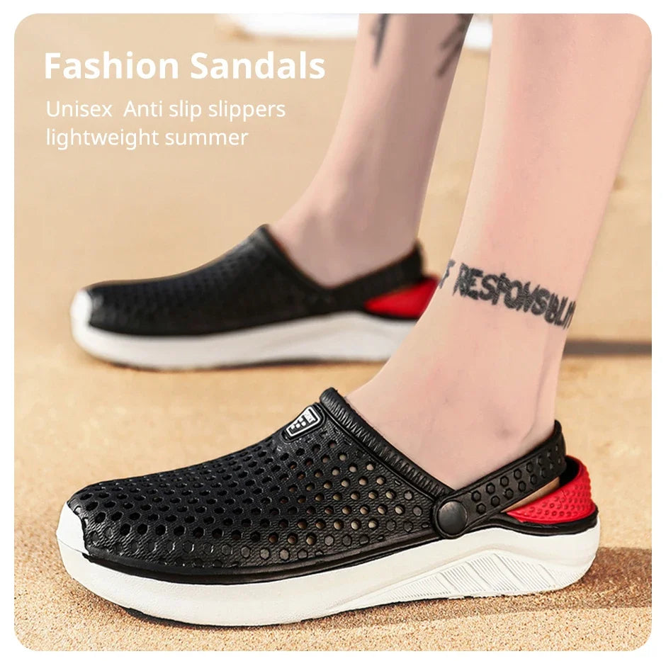 Sandalias de playa Unisex a la moda para hombre, zapatillas antideslizantes de suela gruesa, chanclas ligeras de verano, zapatos de jardín para hombre y mujer