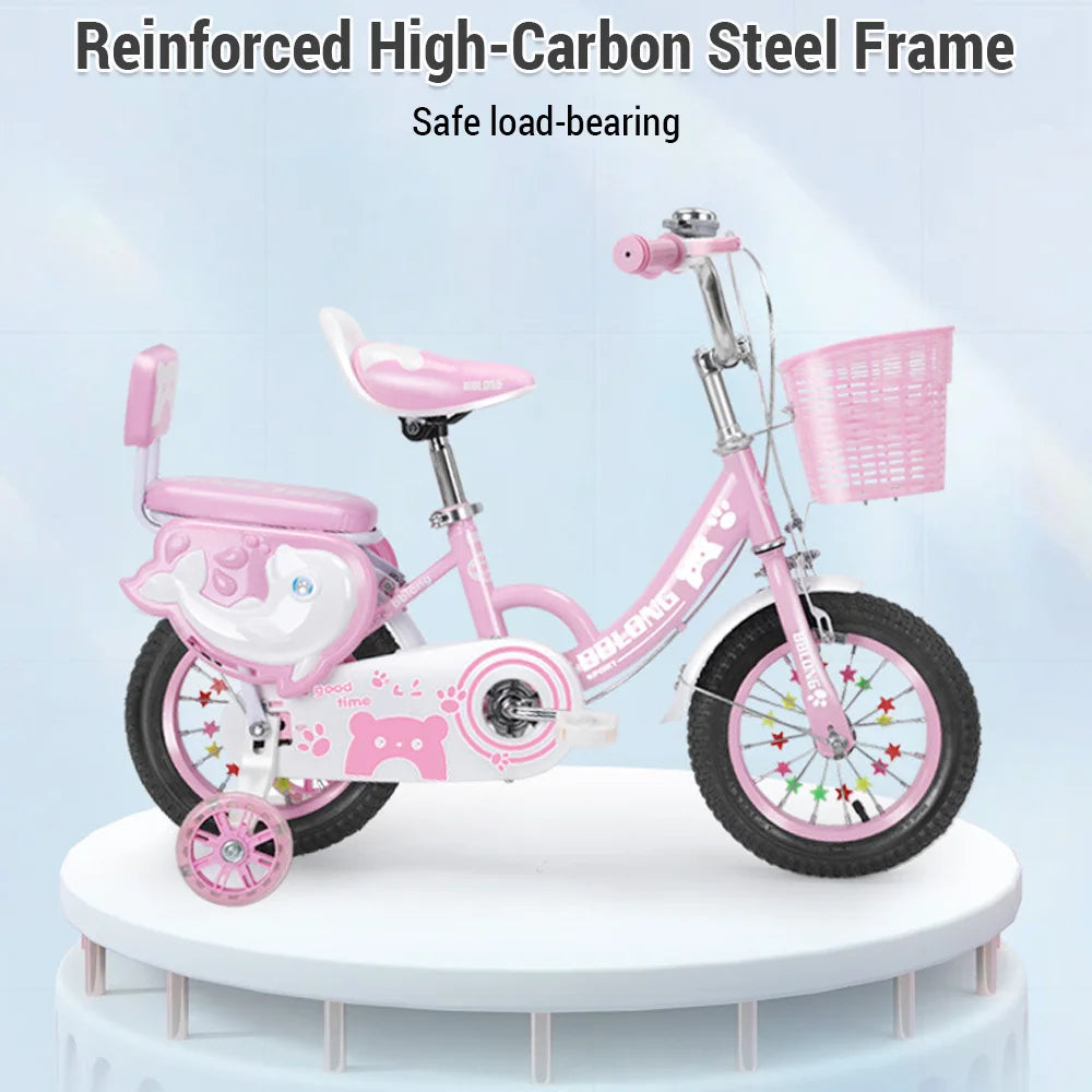 Bicicleta para niños de 12 a 20 pulgadas, con ruedas de entrenamiento, red protectora, Fash Wheel
