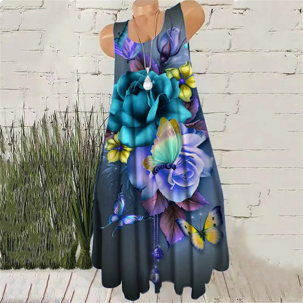 Vestidos Mini de Mujer con Estampado Tie-Dye, Vestidos de Verano sin Mangas con Estampado 3D, Estilo Vintage, Vestido Casual para Damas, Talla Grande 3XL