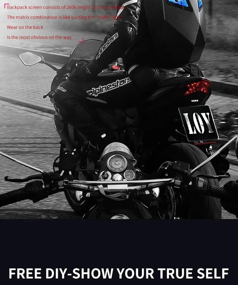 Mochila Para motocicleta Para hombre y mujer, aplicación de ojos Led, Control por Bluetooth, Editor DIY, portátil de 14 pulgadas, Mochilas Para Motocicletas, mochila F1