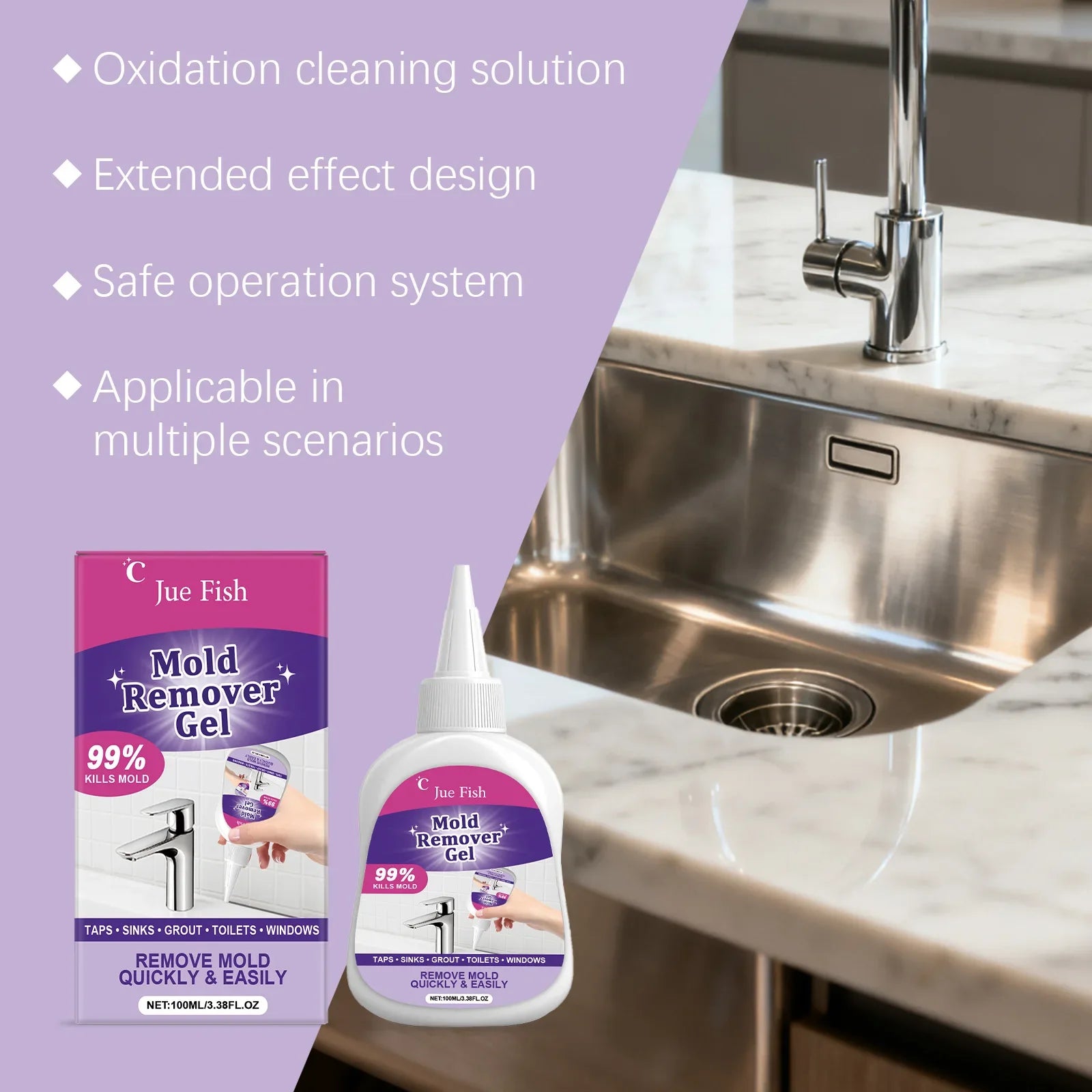 Gel Quitamanchas de Moho Activo – Baño, Cocina, Azulejos y Juntas, 100ml
