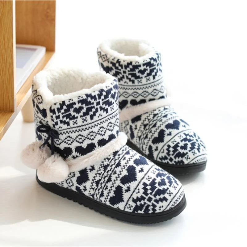 Zapatillas de Invierno para mujer, botines cálidos de felpa para interiores y exteriores, botas bonitas para el hogar