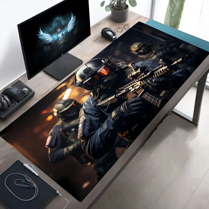 Mousepad XXL Gamer Antideslizante – Bordes Cosidos, Diseño Militar, Varios Tamaños