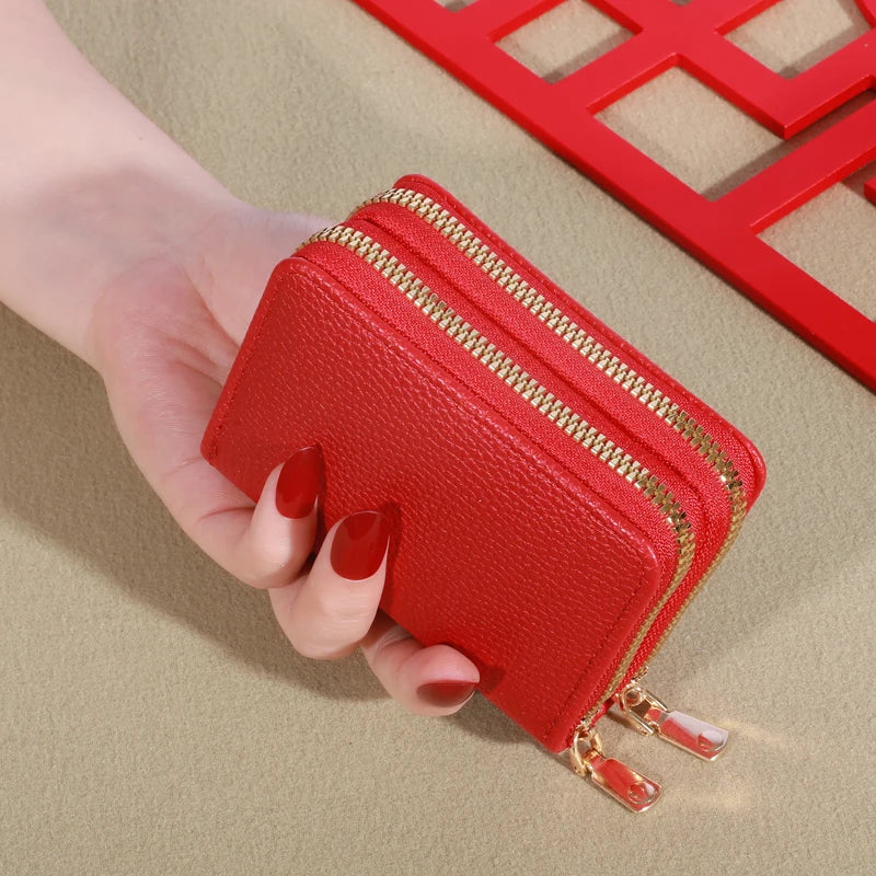 Cartera corta con cierre transparente para mujer Patrón de lichi Monaiea-cartera con múltiples ranuras para tarjetas, gran capacidad, a la moda