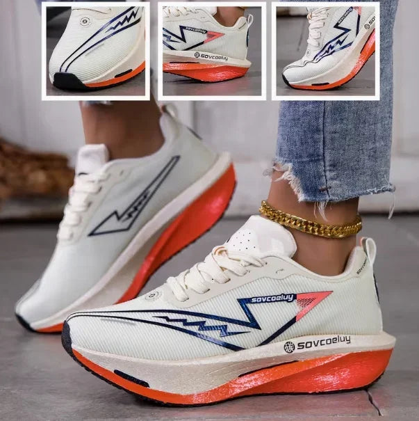 Zapatillas de running con amortiguación tecnológica y placa de carbono para mujer, zapatillas de running para maratón a juego para parejas, deportivas informales