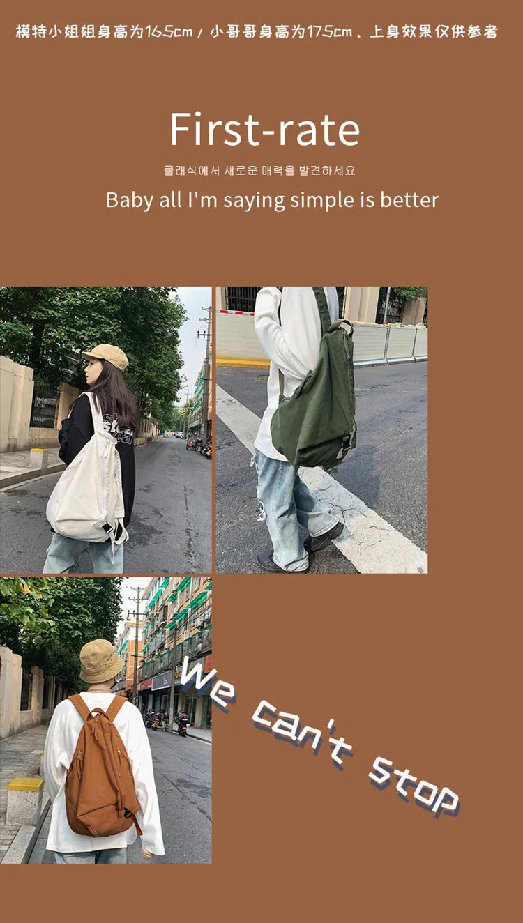 Mochila de lona de estilo japonés informal y a la moda para estudiantes de secundaria y universitarios mochila para mujeres 가mochilas masculinas