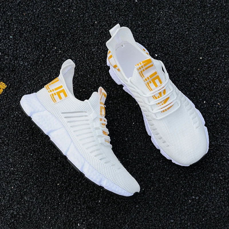 Zapatillas de tenis informales de malla para hombre, zapatos vulcanizados transpirables, suela suave, ligeros, al aire libre para senderismo, cómodos para correr, Verano