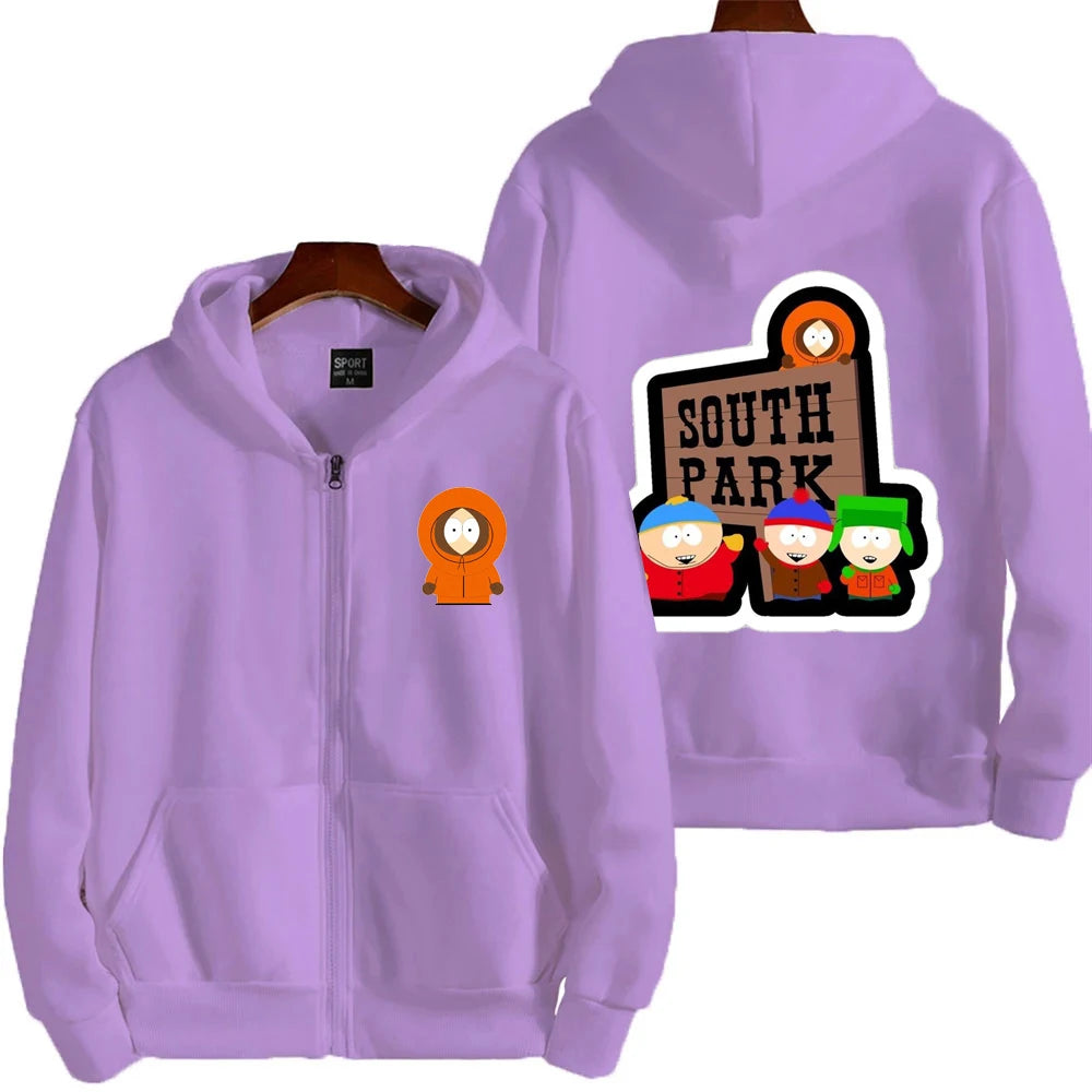 2025 nueva moda South Park dibujos animados Anime hombres Sudadera con capucha Otoño/Invierno mujeres cremallera sudadera pareja abrigo
