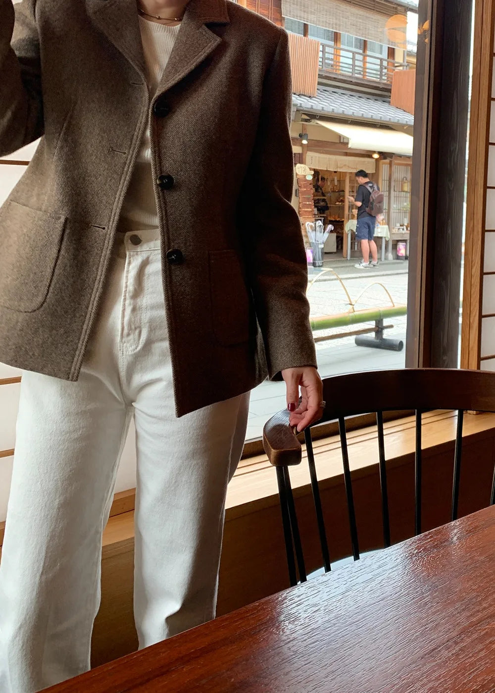 Chaqueta de traje de lana elegante coreano para mujer Otoño e Invierno Slim Fit marrón viajero abrigo de lana de gama alta Blazers ropa de mujer